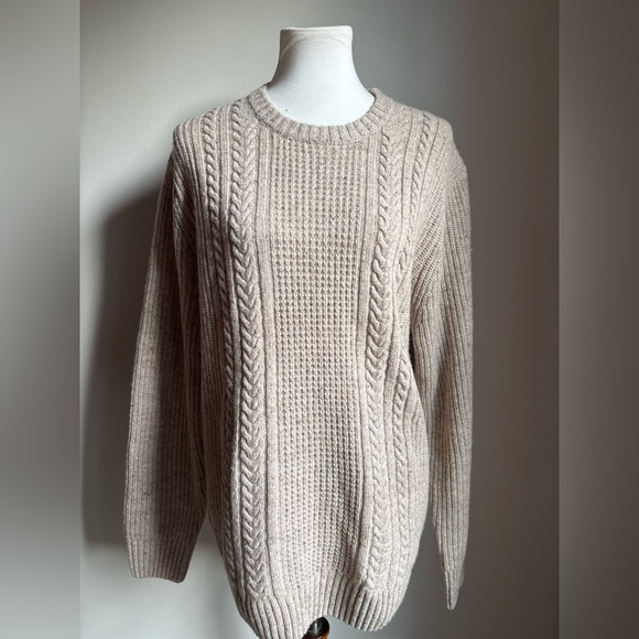 The Normal Brand Kennedy Spec Crewneck Wool Sweater In Stone Size L - Picture 2 of 13